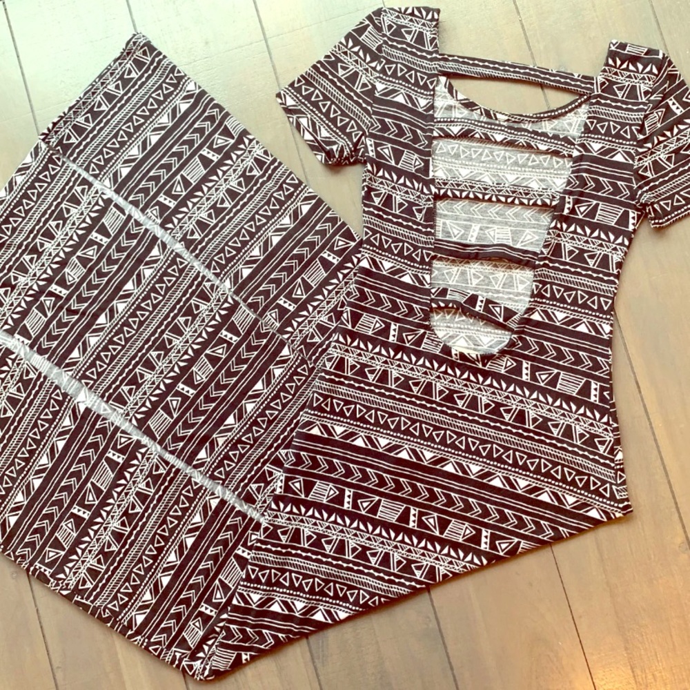 Backless Black Aztec Maxi Dress - Picture 1 of 8